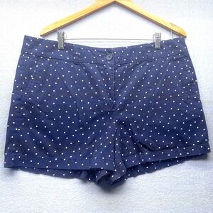 Loft Navy Blue Polka Dot Chino Summer Shorts 4" Inseam Women's 14